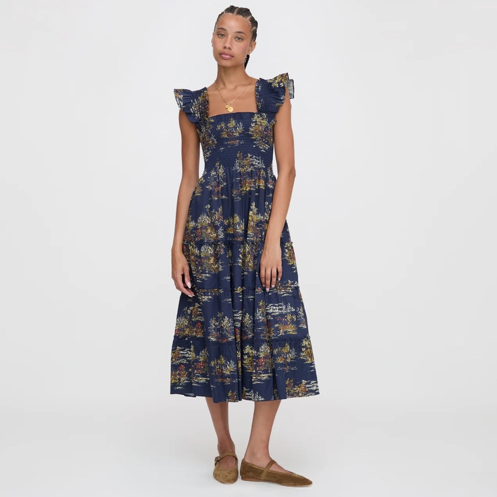 Hill House The Ellie Nap Dress- Navy Equestrian Toile